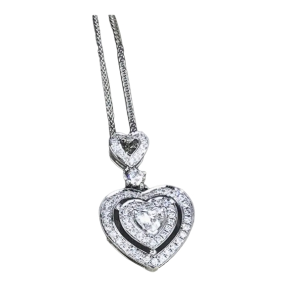 Sliver heart diamond necklace - Picture 2 of 4